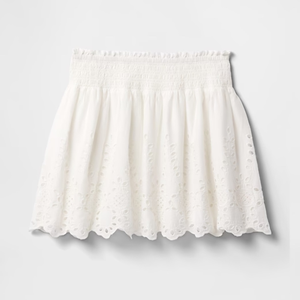 Gap Smocked White Mini Skirt